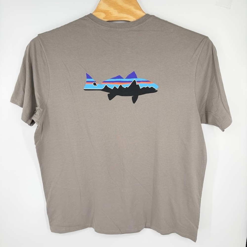 Patagonia Fitz Roy Fish Organic Cotton T-Shirt XXL Gray Regular Fit Gorpcore